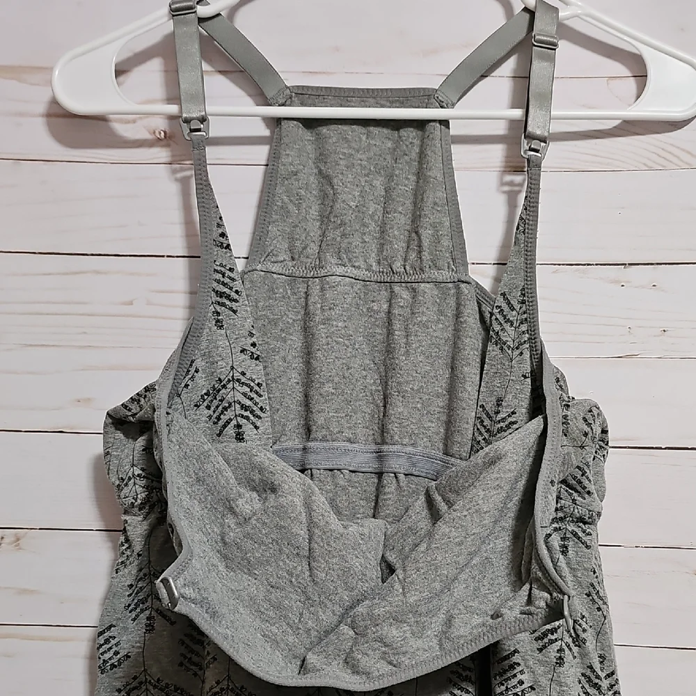 Gray Leaf Pattern Nursing Tank Top - Picture 6 of 8